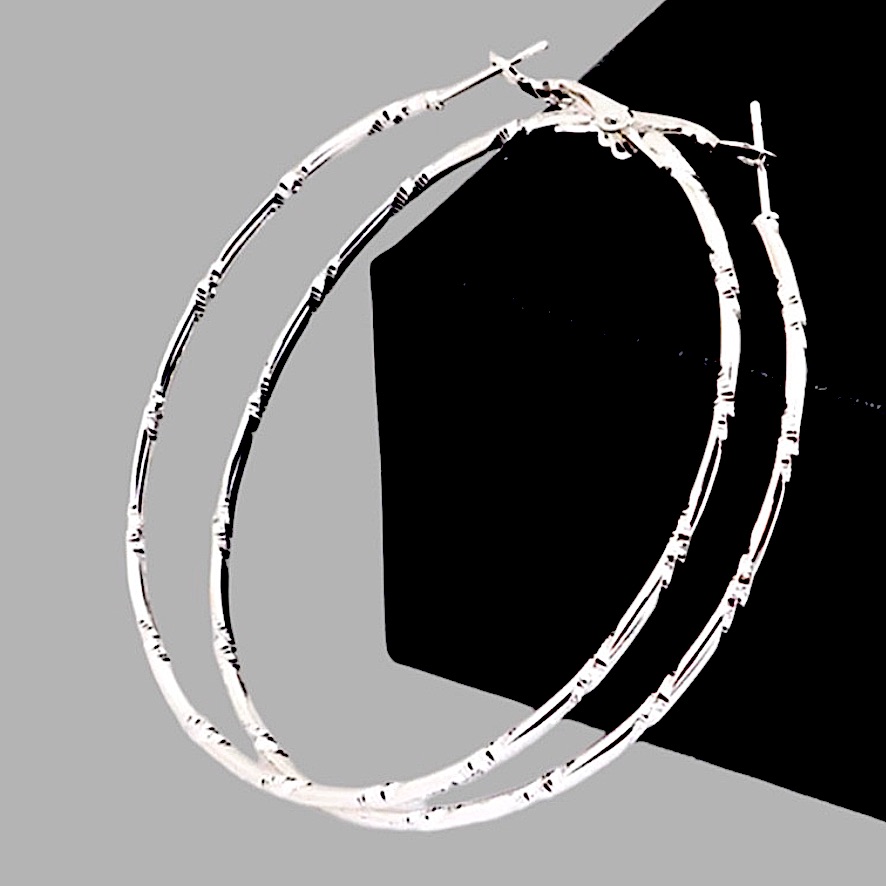 Silver Hoop Earrings Circle Round Big Hoop Earrings 50mm Nwt